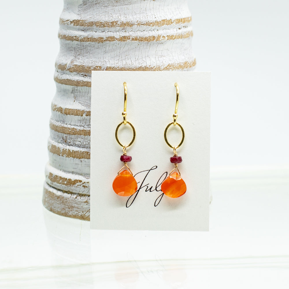 July Birthstone Gold Earrings
