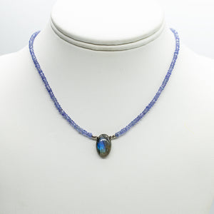 Labradorite & Tanzanite Oval Pendant Necklace