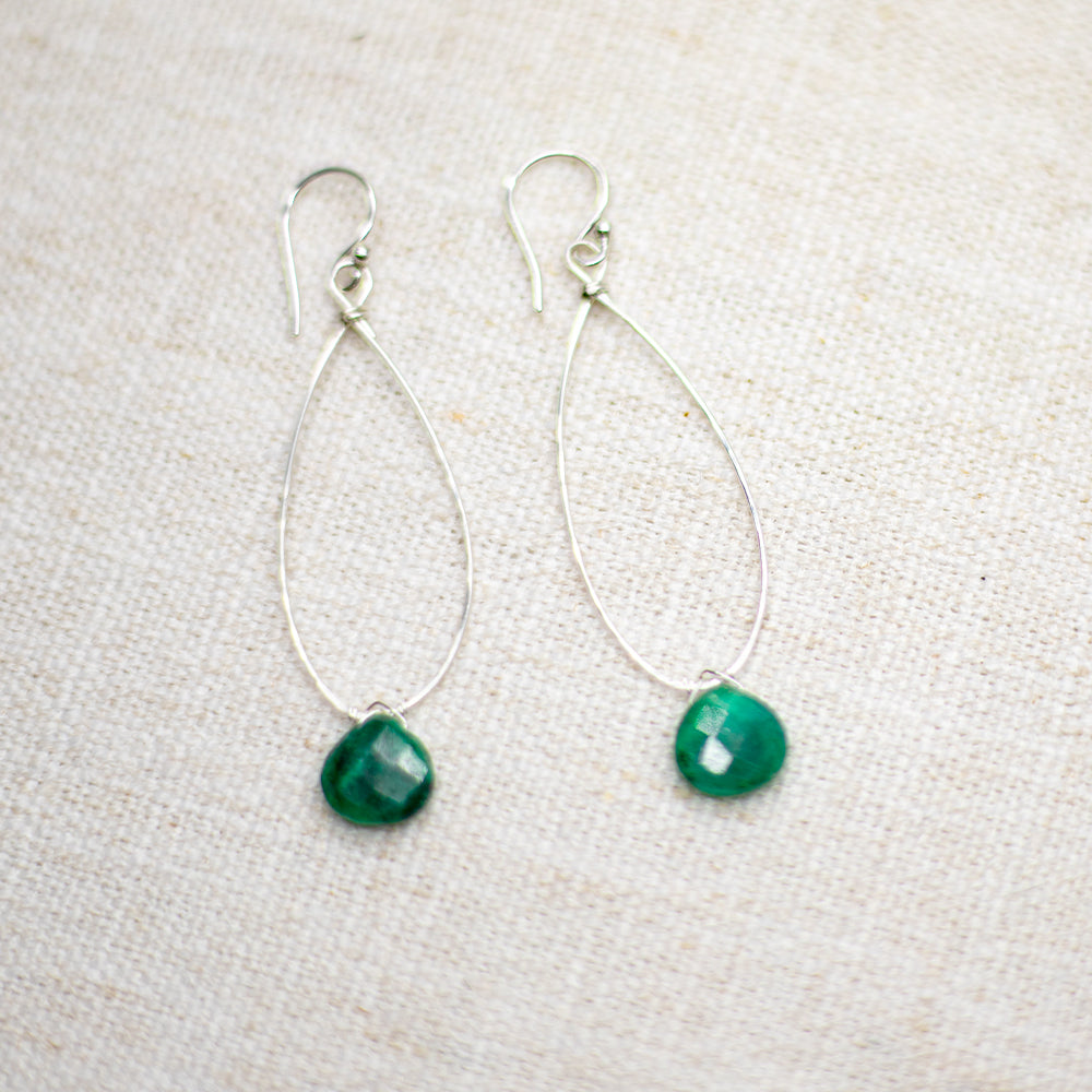 Emerald Linden Silver Earrings