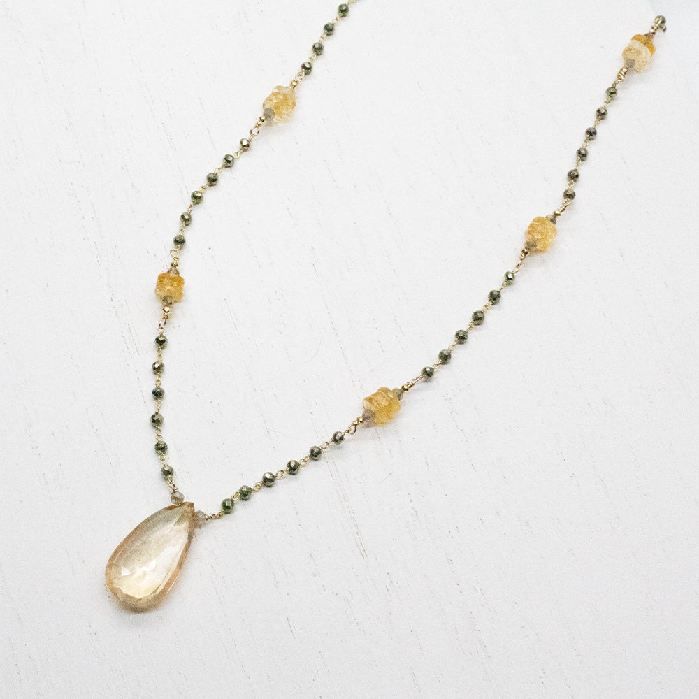 Lemon Quartz & Citrine Waterfall Necklace