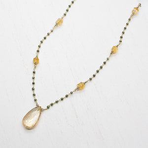 Lemon Quartz & Citrine Waterfall Necklace