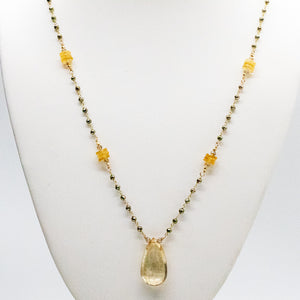 Lemon Quartz & Citrine Waterfall Necklace