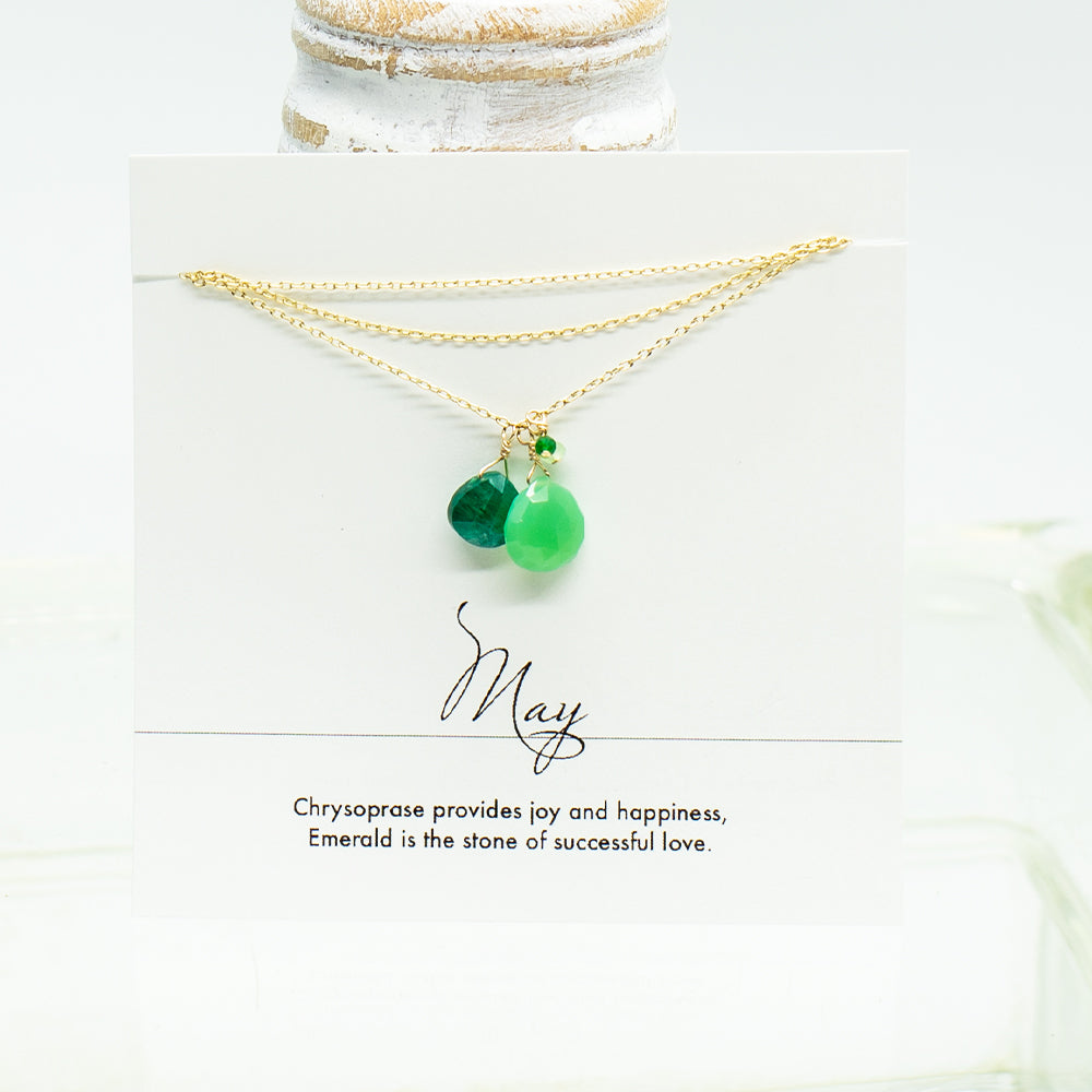 May Birthstone Gold Necklace