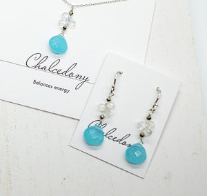 Chalcedony & Moonstone Raindrop Earrings