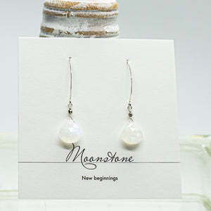 Moonstone Droplet Silver Earrings