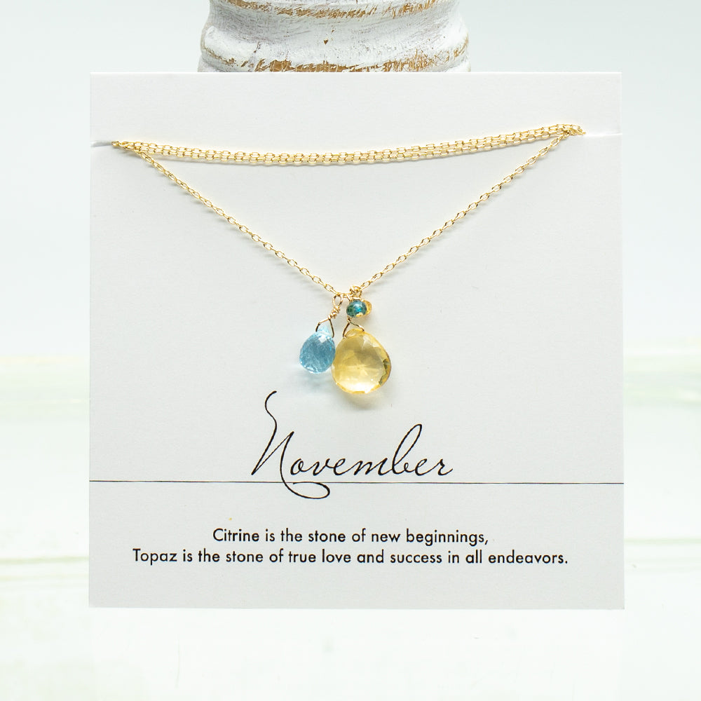 November Birthstone Gold Necklace