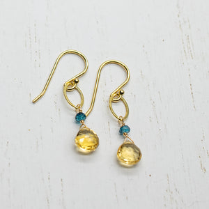 November Birthstone Gold Earrings