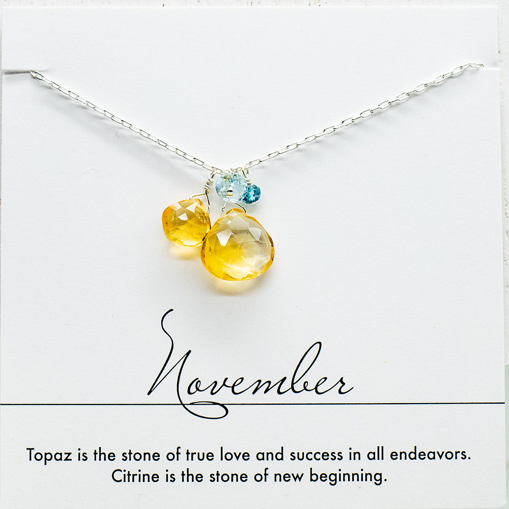 November Birthstone Silver Necklace