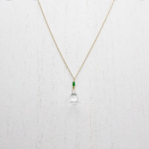 Quartz & Emerald Raindrop Gold Necklace