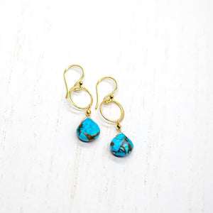Copper Turquoise Ring Gold Earrings