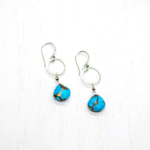 Copper Turquoise Ring Silver Earrings