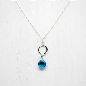 XL Apatite Ring Silver Necklace