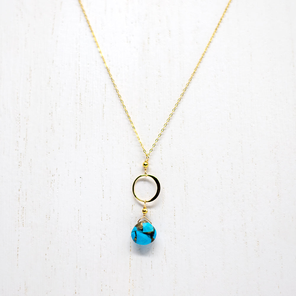 Copper Turquoise Ring Gold Necklace