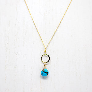 Copper Turquoise Ring Gold Necklace