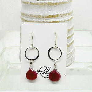 Ruby Ring Silver Earrings