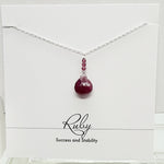 Ruby Raindrop  Silver Necklace