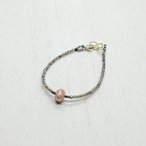 Pink Moonstone Luna Simple Bracelet