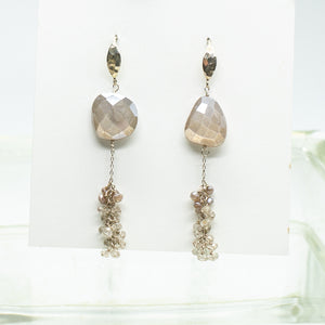 
                
                    Load image into Gallery viewer, Pink Moonstone Tassel Earrings
                
            