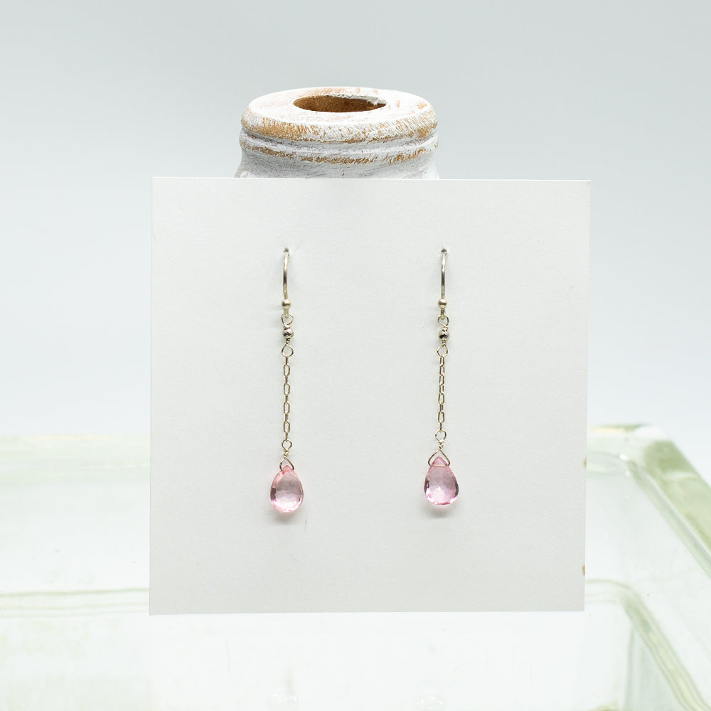 Pink Topaz Simple Earrings