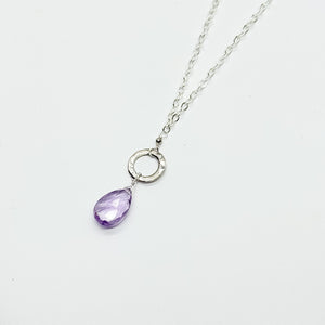 XL Light Amethyst Ring Silver Necklace