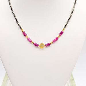 Citrine & Pink Sapphire Iris Necklace