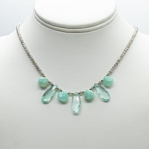 Moonstone & Aqamarine Quarter Ruffle Necklace