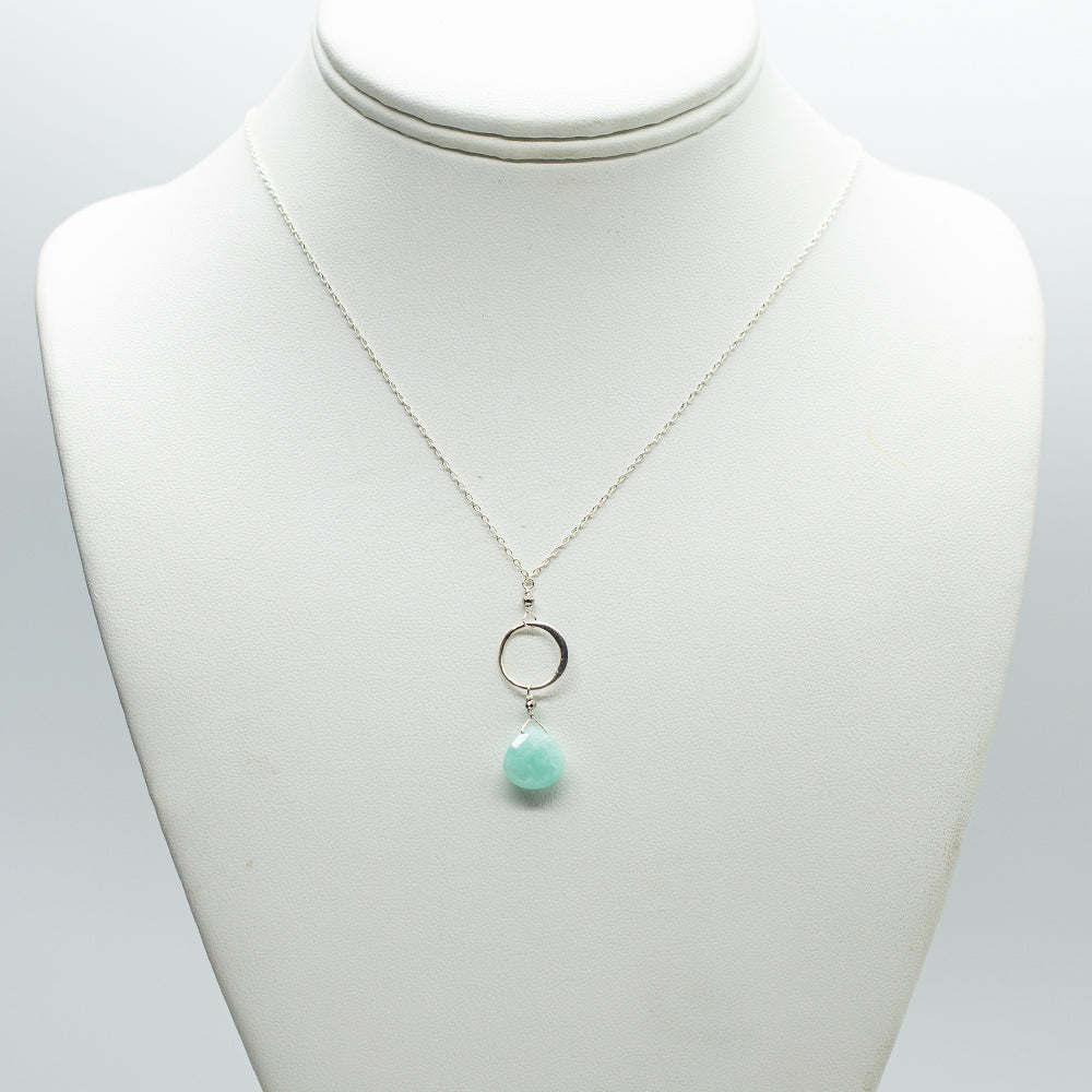 Amazonite Ring Silver Necklace