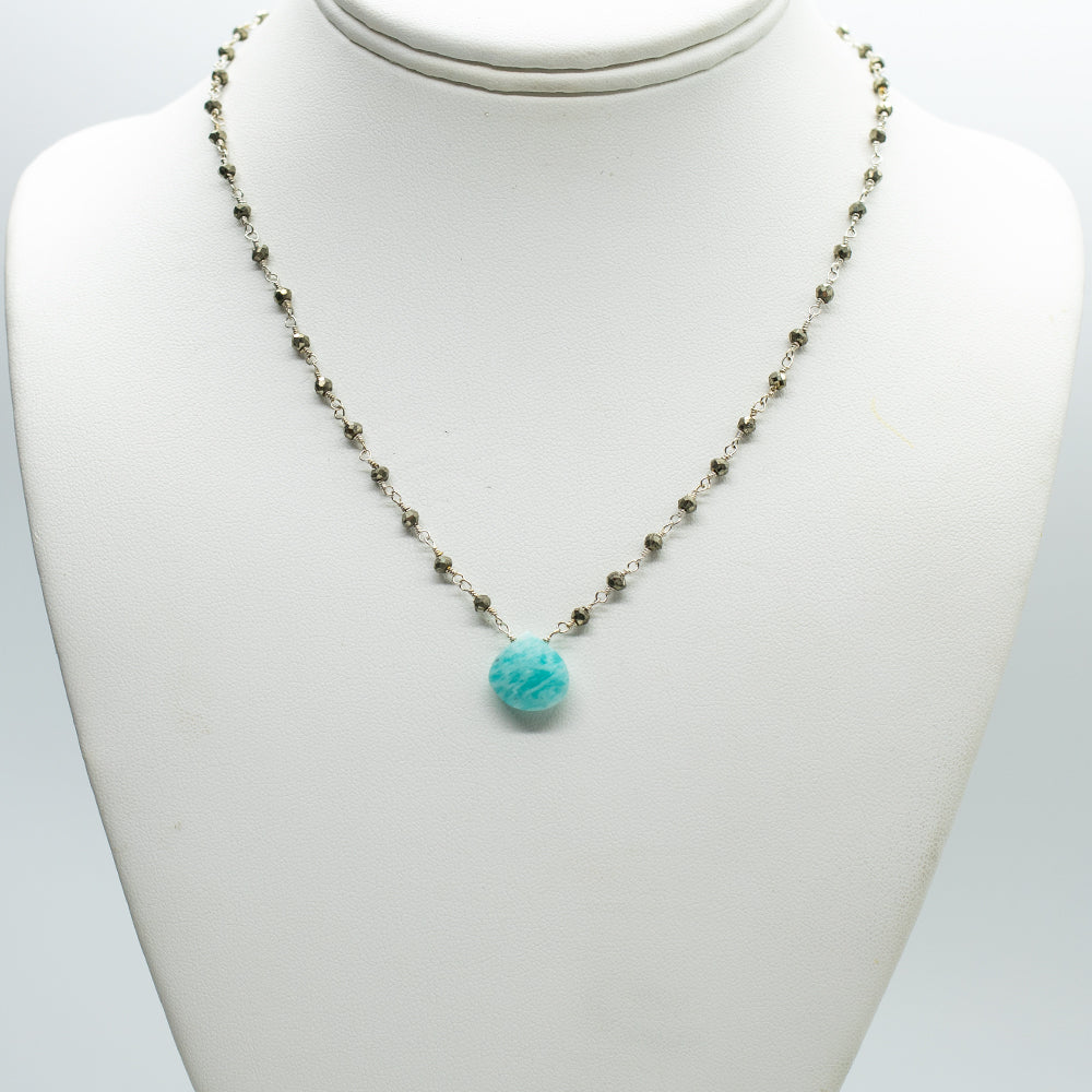 
                
                    Load image into Gallery viewer, Amazonite Waterfall Silver Necklace
                
            
