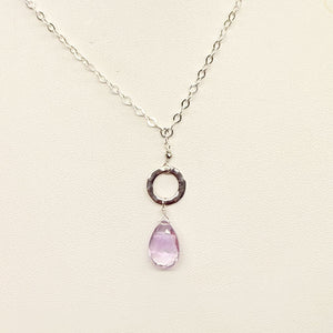 XL Light Amethyst Ring Silver Necklace