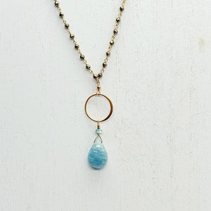 Aquamarine Ring  Waterfall Necklace