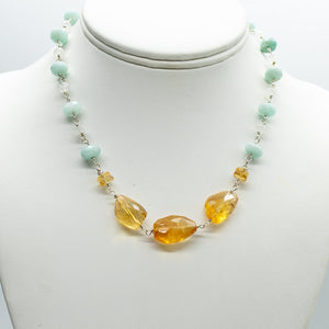 
                
                    Load image into Gallery viewer, Citrine &amp;amp; Amazonite Nugget Necklace
                
            