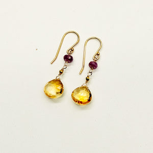 Citrine & Pink Sapphire Earrings