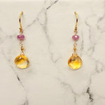 Citrine & Pink Sapphire Earrings