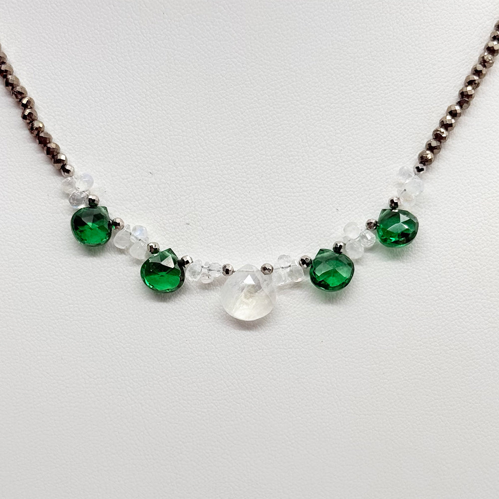 Green Topaz & Moonstone Ruffle Necklace