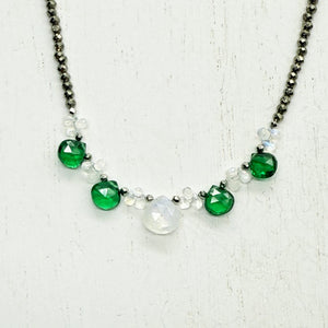 Green Topaz & Moonstone Ruffle Necklace