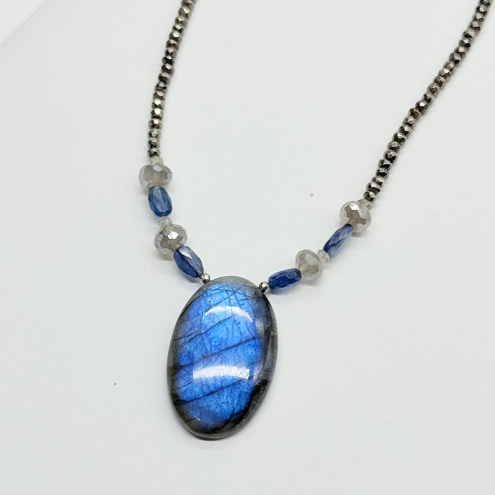 Labradorite & Kyanite Pendant Necklace