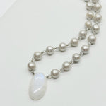 Moonstone & Pearl Pendant Necklace