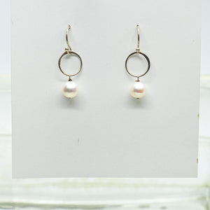 Pearl Ring Silver Earrings