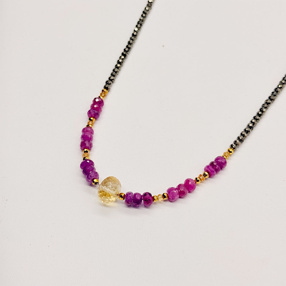 Citrine & Pink Sapphire Iris Necklace