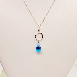 XL Blue Topaz Ring Silver Necklace