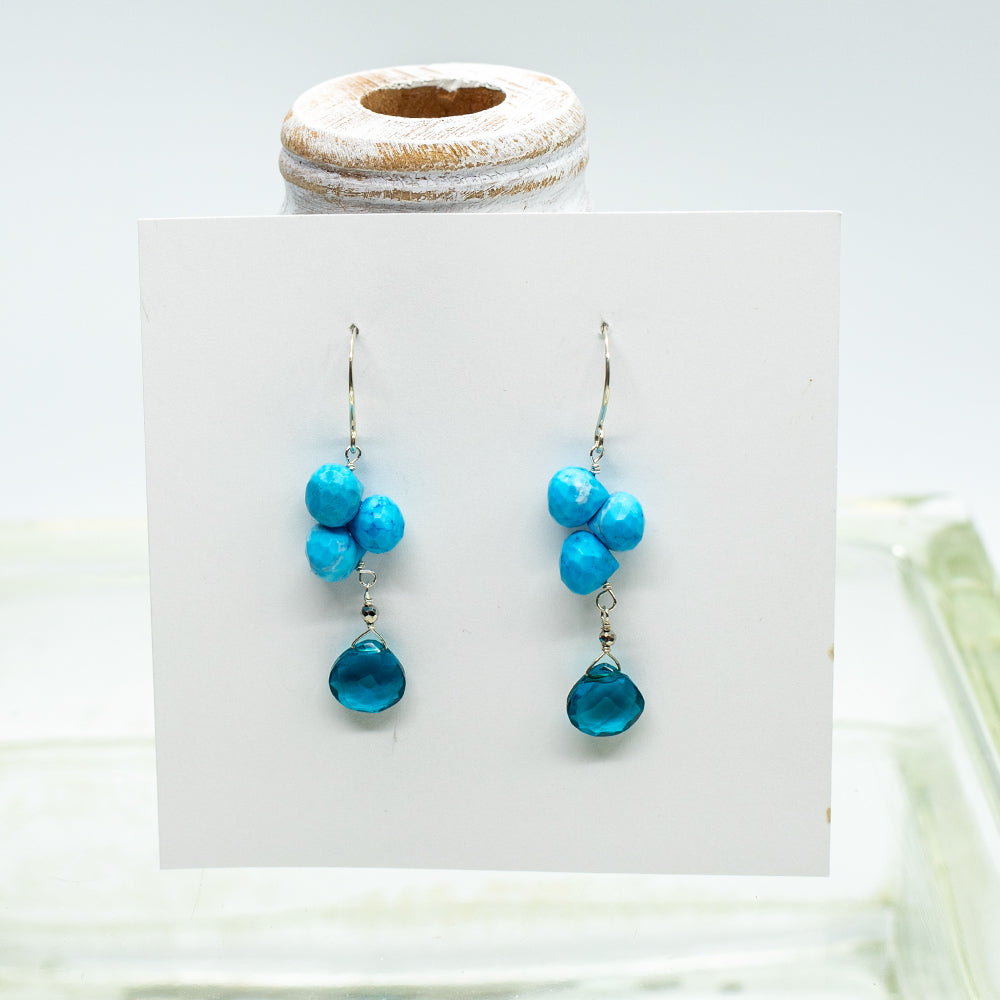 Turquoise & Apatite Cluster Earrings