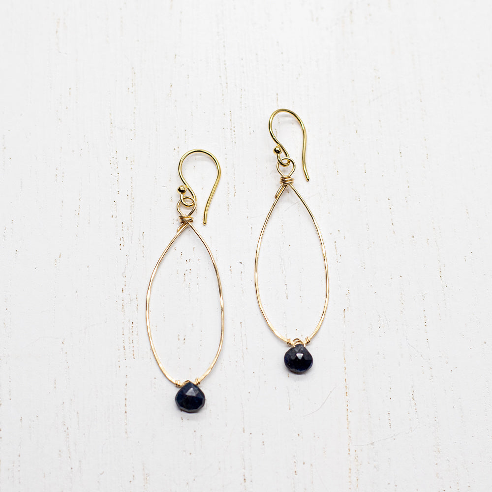 
                
                    Load image into Gallery viewer, Sapphire Linden Gold Earrings
                
            