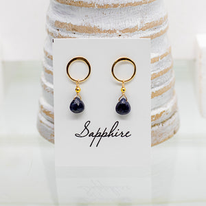 Sapphire Luna Gold Earrings