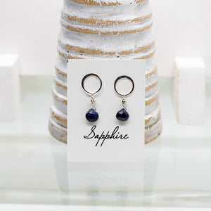 Sapphire Luna Silver Earrings