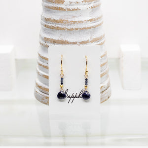 Sapphire Raindrop Gold Earrings