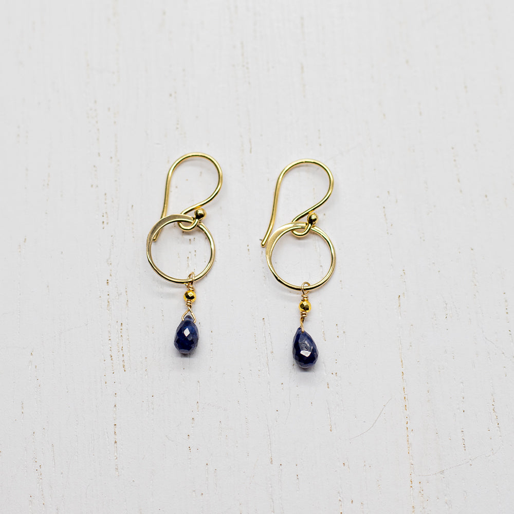 Sapphire Teardrop  Ring Gold Earrings