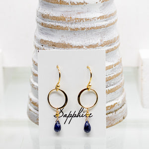 Sapphire Teardrop  Ring Gold Earrings