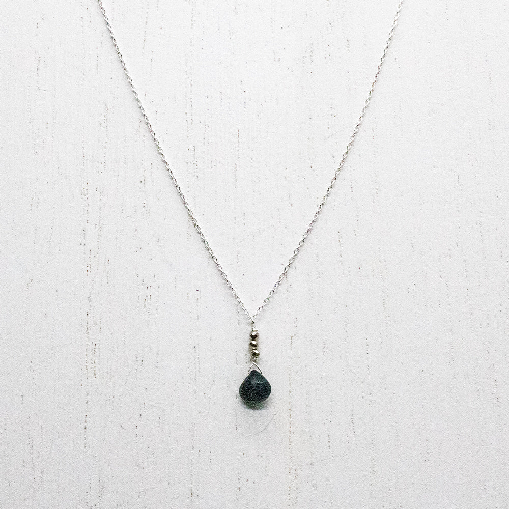 Spinel Raindrop Silver Necklace