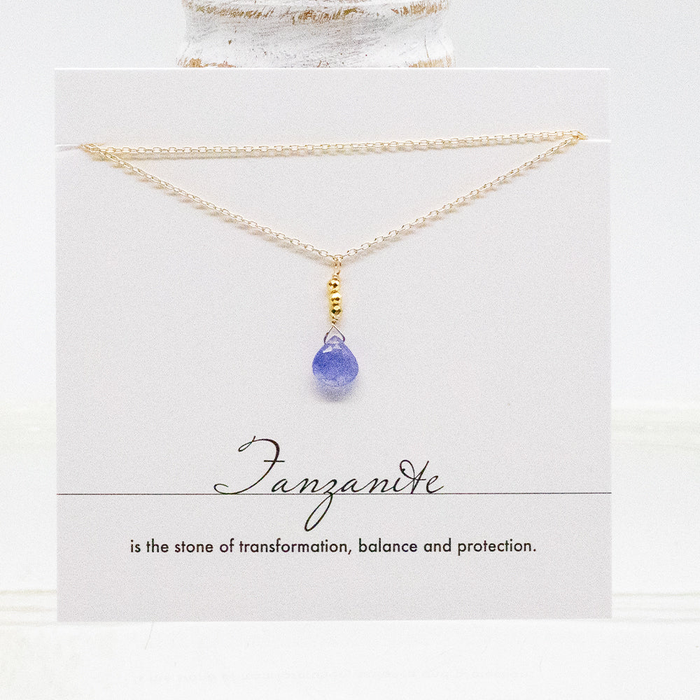 
                
                    Load image into Gallery viewer, Tanzanite Raindrop Gold Necklace
                
            