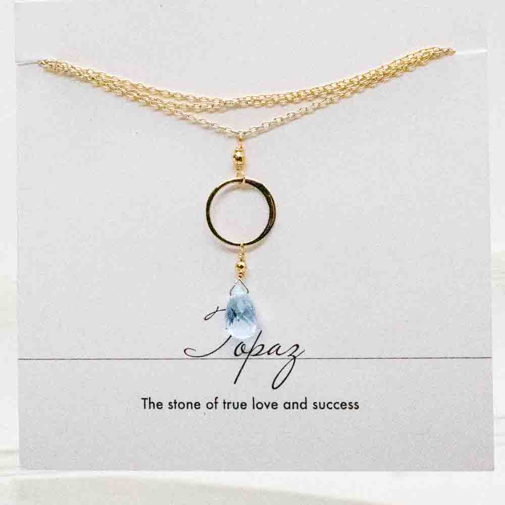 Topaz Teardrop  Ring Gold Necklace
